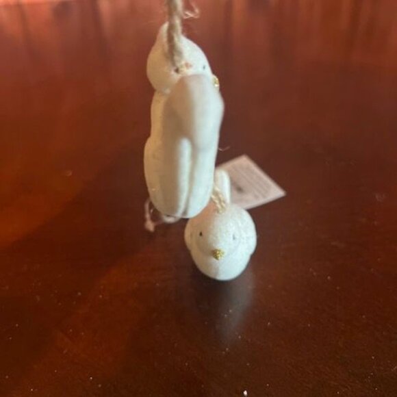 Set Of 2 fox and bird decorative white Animal Hanging Christmas Ornaments - Picture 7 of 10